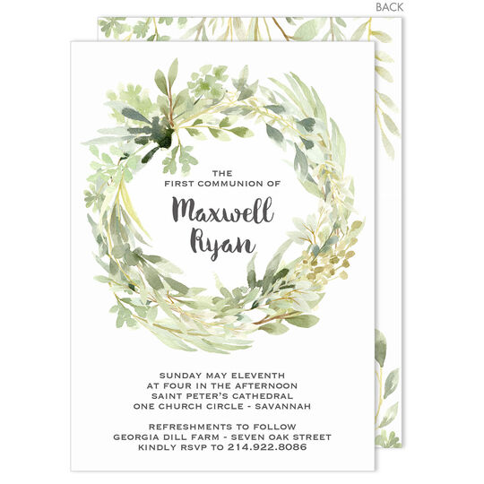 Green Wreath Invitations